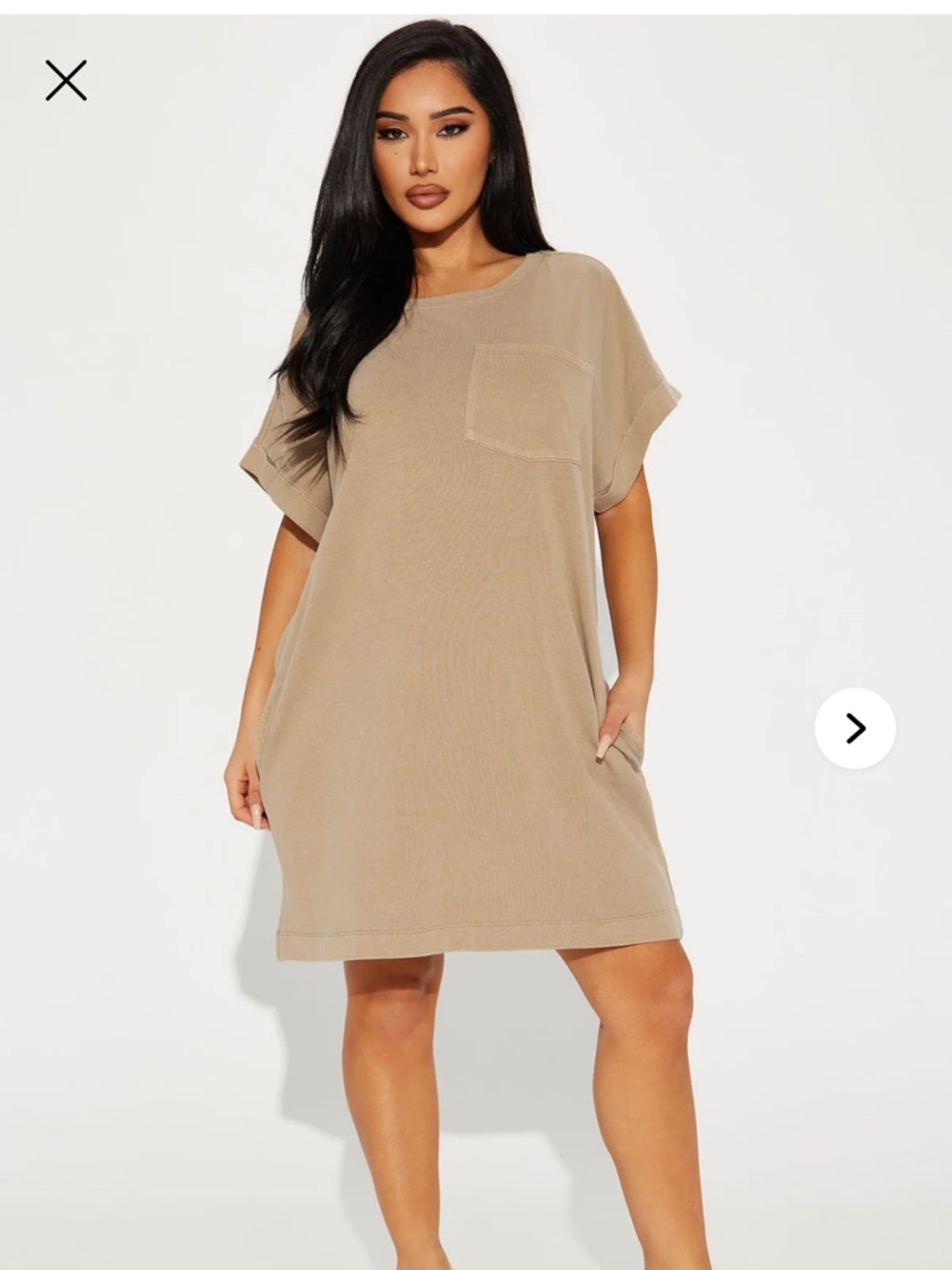 Fashion Nova Taupe Pocket T-Shirt Dress